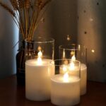 Gray Glass Battery Operated Flameless Led Candles with Timer for Home Decoration 07