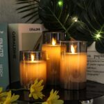 Gray Glass Battery Operated Flameless Led Candles with Timer for Home Decoration 10