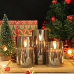 Gray Glass Battery Operated Flameless Led Candles with Timer for Home Decoration 11