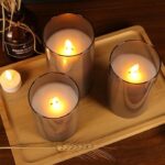 Gray Glass Battery Operated Flameless Led Candles with Timer for Home Decoration 12