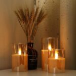 Gray Glass Battery Operated Flameless Led Candles with Timer for Home Decoration 16
