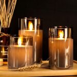 Gray Glass Battery Operated Flameless Led Candles with Timer for Home Decoration 17