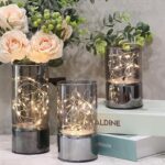 Gray Glass Battery Operated Flameless Led Candles with Timer for Home Decoration 18