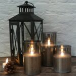 Gray Glass Battery Operated Flameless Led Candles with Timer for Home Decoration 19