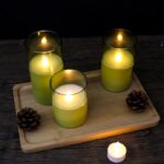Gray Glass Battery Operated Flameless Led Candles with Timer for Home Decoration 21