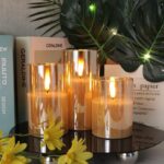 Gray Glass Battery Operated Flameless Led Candles with Timer for Home Decoration 22