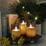 Gray Glass Battery Operated Flameless Led Candles with Timer for Home Decoration 23