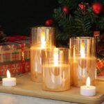 Gray Glass Battery Operated Flameless Led Candles with Timer for Home Decoration 24