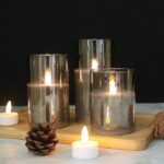 Gray Glass Battery Operated Flameless Led Candles with Timer for Home Decoration 25