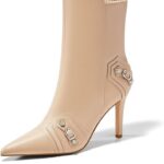 High Heel Ankle Boots Pointed Toe Sexy Stiletto Buckle Decor Zipper Booties Fall Winter Shoes for Women 02