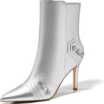 High Heel Ankle Boots Pointed Toe Sexy Stiletto Buckle Decor Zipper Booties Fall Winter Shoes for Women 03