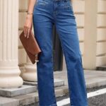 Jeans High Waisted Straight Leg Stretchy Jeans Trendy Welt Pockets for Women 08