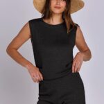 Outfits Sleeveless Knit Sweater Top Shorts Soft Lounge Sets Travel Beach 2024 Clothes Ideas 15