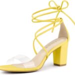 Stylish Women Clear Strap Block Heels and Lace Up Heels Sandals Ideas for 2024 01