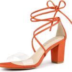 Stylish Women Clear Strap Block Heels and Lace Up Heels Sandals Ideas for 2024 02