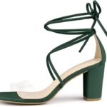 Stylish Women Clear Strap Block Heels and Lace Up Heels Sandals Ideas for 2024 08