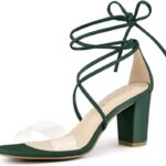 Stylish Women Clear Strap Block Heels and Lace Up Heels Sandals Ideas for 2024 09