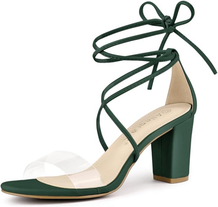 Stylish Women Clear Strap Block Heels and Lace Up Heels Sandals Ideas for 2024 09