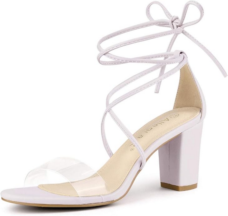 Stylish Women Clear Strap Block Heels and Lace Up Heels Sandals Ideas for 2024 10