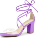 Stylish Women Clear Strap Block Heels and Lace Up Heels Sandals Ideas for 2024 12