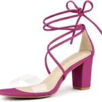 Stylish Women Clear Strap Block Heels and Lace Up Heels Sandals Ideas for 2024 20