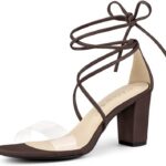 Stylish Women Clear Strap Block Heels and Lace Up Heels Sandals Ideas for 2024 22