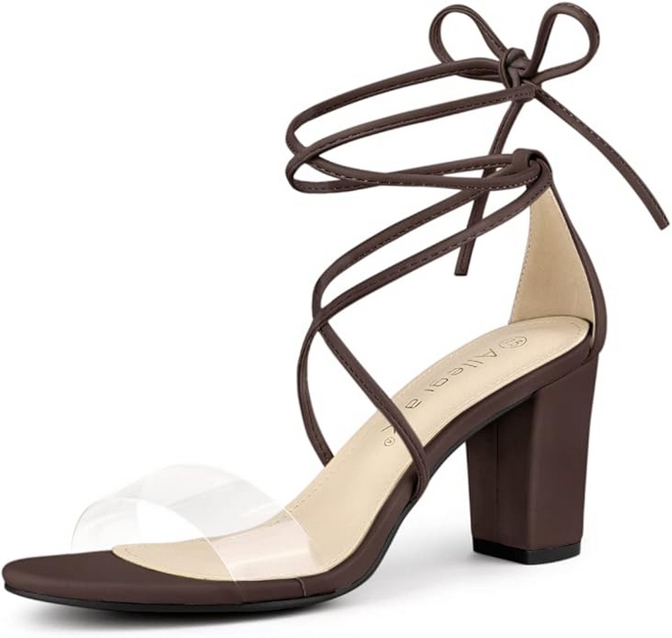 Stylish Women Clear Strap Block Heels and Lace Up Heels Sandals Ideas for 2024 22