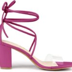 Stylish Women Clear Strap Block Heels and Lace Up Heels Sandals Ideas for 2024 23