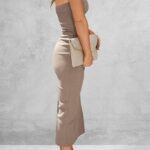 Summer Bodycon Maxi Tube Dress Ribbed Strapless Side Slit Long Going Out Casual Elegant Party Dresses 04