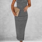 Summer Bodycon Maxi Tube Dress Ribbed Strapless Side Slit Long Going Out Casual Elegant Party Dresses 13