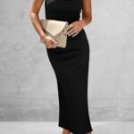 Summer Bodycon Maxi Tube Dress Ribbed Strapless Side Slit Long Going Out Casual Elegant Party Dresses 20