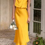 Summer Satin Dress Elegant Women 2024 Sleeveless Mock Neck Cocktail Party Maxi Dresses 04