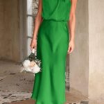 Summer Satin Dress Elegant Women 2024 Sleeveless Mock Neck Cocktail Party Maxi Dresses 06