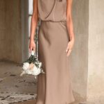 Summer Satin Dress Elegant Women 2024 Sleeveless Mock Neck Cocktail Party Maxi Dresses 07