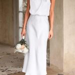 Summer Satin Dress Elegant Women 2024 Sleeveless Mock Neck Cocktail Party Maxi Dresses 12