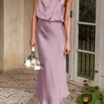 Summer Satin Dress Elegant Women 2024 Sleeveless Mock Neck Cocktail Party Maxi Dresses 25