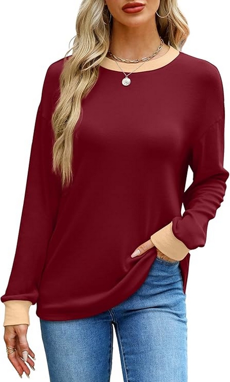 Tunic Tops Long Sleeve Striped Shirts Crewneck for Women Ideas 01