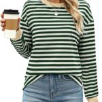 Tunic Tops Long Sleeve Striped Shirts Crewneck for Women Ideas 05