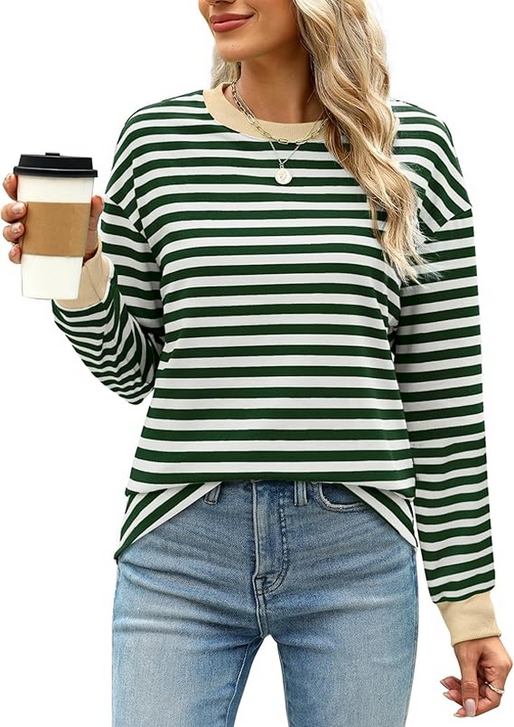 Tunic Tops Long Sleeve Striped Shirts Crewneck for Women Ideas 05