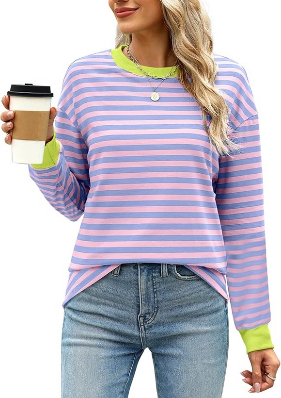 Tunic Tops Long Sleeve Striped Shirts Crewneck for Women Ideas 06