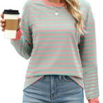 Tunic Tops Long Sleeve Striped Shirts Crewneck for Women Ideas 07
