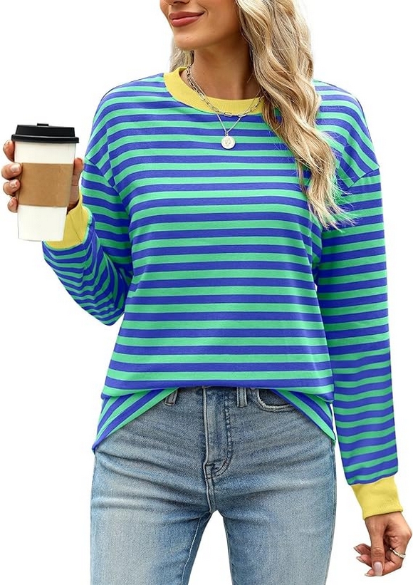 Tunic Tops Long Sleeve Striped Shirts Crewneck for Women Ideas 09