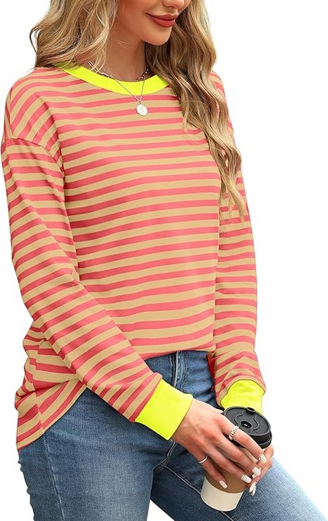 Tunic Tops Long Sleeve Striped Shirts Crewneck for Women Ideas 14