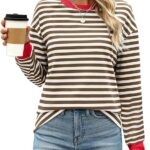 Tunic Tops Long Sleeve Striped Shirts Crewneck for Women Ideas 15