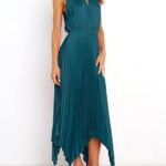 Women Sleeveless Cutout Halter Neck Satin Formal Asymmetric Party Cocktail Elegant Wedding Guest Evenin 4