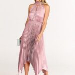 Women Sleeveless Cutout Halter Neck Satin Formal Asymmetric Party Cocktail Elegant Wedding Guest Evenin 5