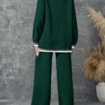 Fall Outfits Sweater Sets Long Sleeve Pullover Tops Wide Leg Pants Lounge Set for Women 11