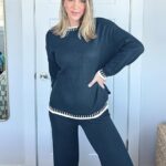 Fall Outfits Sweater Sets Long Sleeve Pullover Tops Wide Leg Pants Lounge Set for Women 13