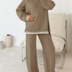 Fall Outfits Sweater Sets Long Sleeve Pullover Tops Wide Leg Pants Lounge Set for Women 20