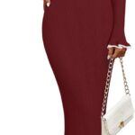 Fall Winter Sweater Dress 2024 Formal Business Long Sleeve Button Ribbed Trendy Knit Bodycon Midi Dresses 03